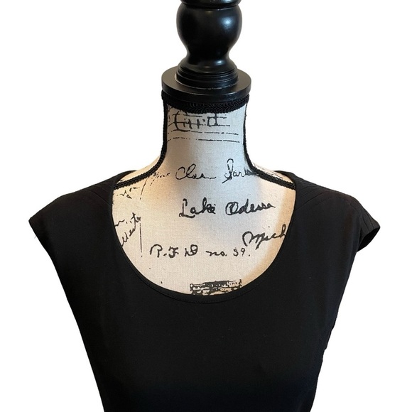 DVF Diane Von Furstenberg Manette Sheath Dress Black Size 6 Small Scoop neck - Picture 3 of 13